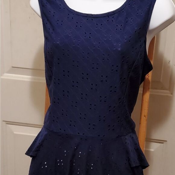 BCX Blouse Women XLarge Peplum Sleeveless Eyelet Cottagecore Whimsical Fairycore - Picture 14 of 14